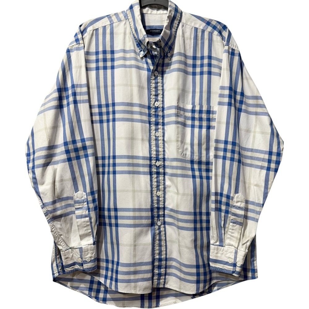 Burberry London Blue / White Nova Check Button Down Shirt‎ Men’s Large USA